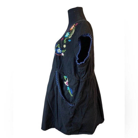 Simply Be Black Embroidered Tunic Dress With Pockets - Picture 8 of 16